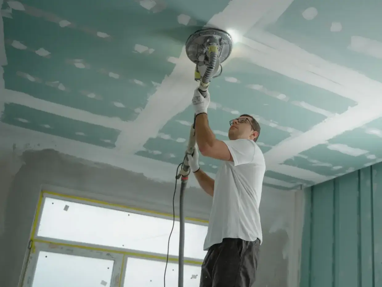 Ceiling repair sanded flush before texture is matched